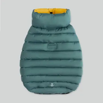 Dog Puffer Jacket | Forest Green & Gold
